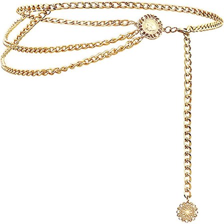 Flerskiktad metall midjekedja klänningsbälten metallbälte för kvinnor