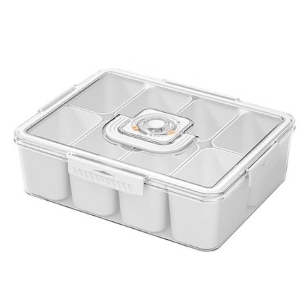 Køleskabsopbevaringsboks med forseglet låg 2/4/8 rum Madopbevaringskasse Datomærkning Frugt Krydderi Snack Køkken Ingefær Hvidløgsbeholder 