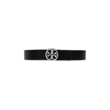 Tory Burch, Reversible leather belt with logo Zwart, Dames, Maat:L,leer