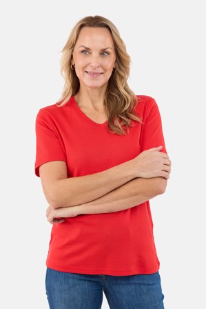 BRANDTEX - Kortærmet T-shirt - Rød - V-Hals