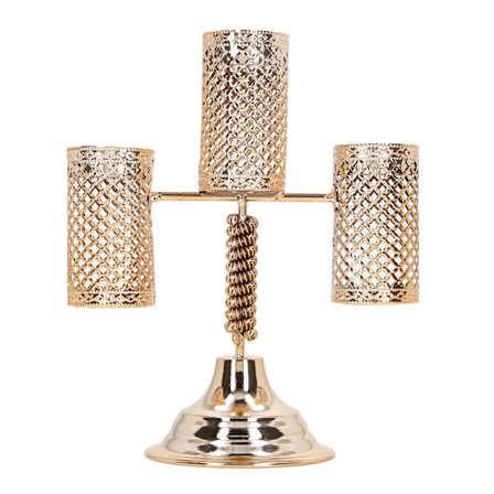 3-armad ljusstake guld ihålig galvanisering metall lätt lyx 3-armad kandelaber hantverk present heminredning