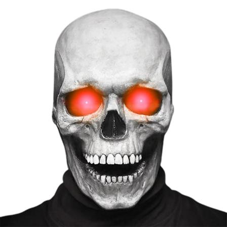 Kauhu Kallo Cosplay Koko Pään Naamio Hohtava Liikkuva Leuka Luuranko Päävaruste Halloween Juhla Asu Rekvisiitta Light Skull With Red Light