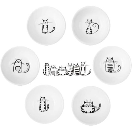 Super söt katt keramisk såsskål, tepåsehållare skål, kryddskålar, Meow porslin liten skål set (såsskål)