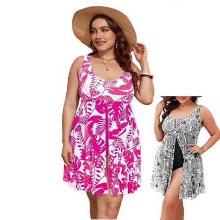 Baddräkter Plus Size Baddräkter Tvådelade Bikinis Magekontroll Baddräkter i Ett Stycke Sommarstrandbaddräkter (FMY)