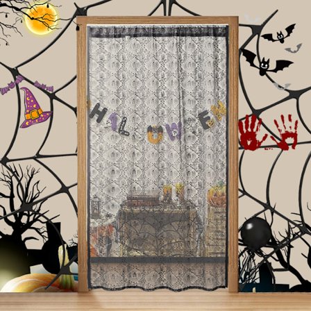 Dørgardiner i svart blonde - Ghost Hands, 100cm x 200cm R