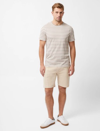 French Connection Ss Tee W Yarn Dye Stripes - Brown - L