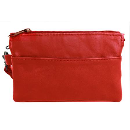 Röd Handledsväska I Lammnappa Läder