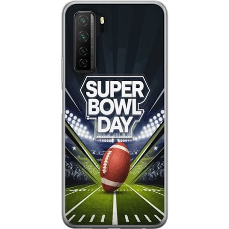 Yhteensopiva Puhelinkuori Huawei P40 lite 5G Super Bowl Day juliste, jossa amerikkalainen jalkapallo valaistuksella varustetulla areenalla dramaattis