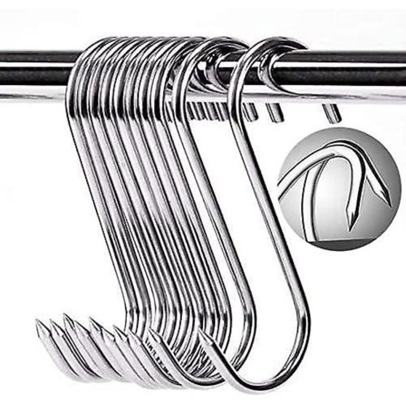 10 Rustfrie Slagterkroge, S-Kroge, 150x4mm, S-Krog Til Bbq, Kød, Pølse, Køkkenudstyr, Rustfrit, Robust Og Holdbart