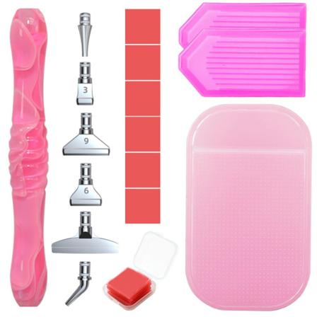16 kpl Diamond painting metalliseosta vaihtokynän päät Pink-Silver