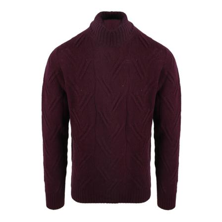 Drumohr, Cable Knit Mock Sweater Czerwony, Mężczyzna, Rozmiar: L