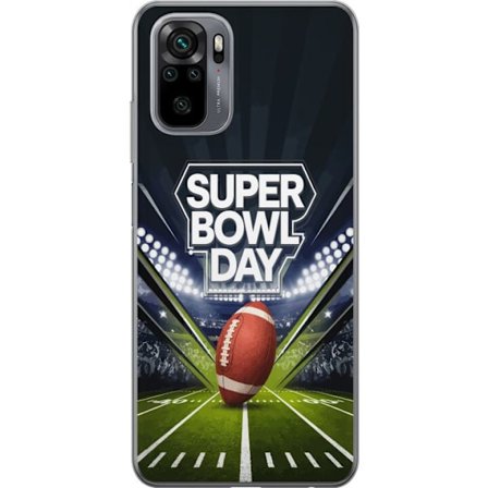 Yhteensopiva Puhelinkuori Xiaomi Redmi Note 10 Super Bowl Day juliste, jossa amerikkalainen jalkapallo valaistuksella varustetulla areenalla dramaatti