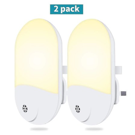 Plug In Led Nattlys, [2 Pakk] Nattlys Med Skumring Til Morgenlys Fotosensor, 1w Energisparing, Varmt Hvit Nattbelysning For Baby, Barn, Barn