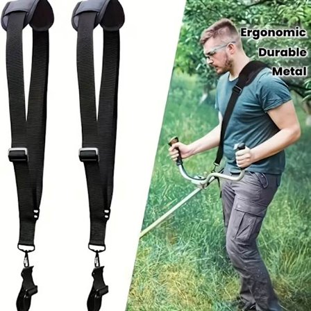 2-pak Justerbart Græsslåningsbælte – Ergonomiske Skulderstropper med Metalklips, Holdbart Materiale, Behagelig Pasform og Ryglæn