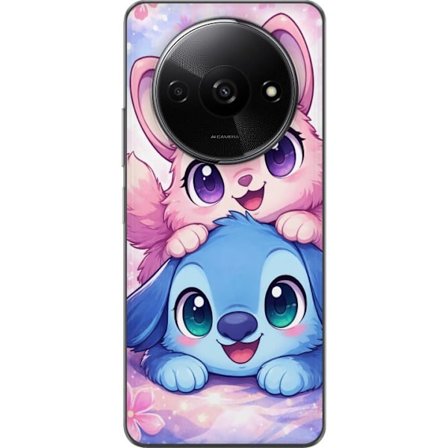 Kompatibel Mobilcover til Xiaomi Xiaomi Redmi A3 Sød kawaii illustration med pink og blå fantasidyr, store øjne og bløde farver perfekt til børne