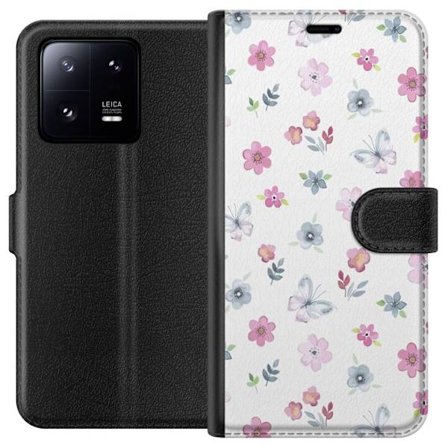 Plånboksfodral till Xiaomi 13 Pro med Blommor och fjärillar