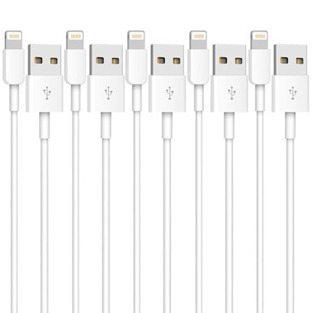 5-pakning (2 meter) iPhone-laderkabel Lang Lightning-kabel Hurtiglading Høyhastighets Dataoverføring USB-kabel