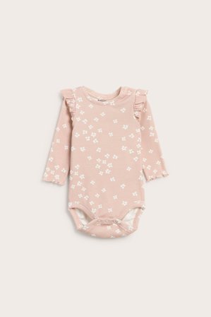 Kappahl | Ribbad body med volang | Rosa