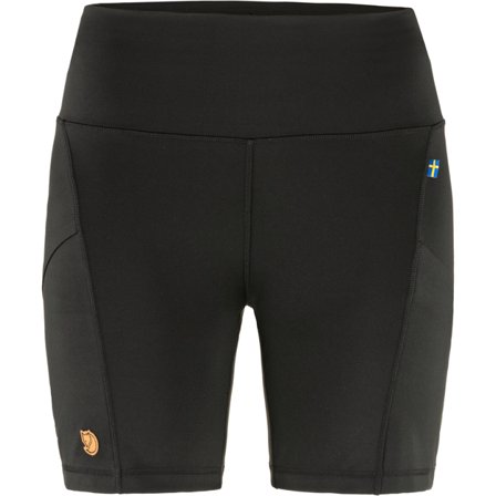Fjällräven Women's Abisko 6" Shorts Tights in Black, Recycled Polyester | Size: Large