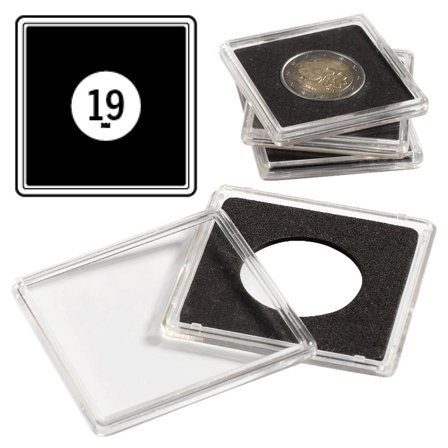 Leuchtturm QUADRUM firkantede møntkapsler til mønt Ø 19 mm - 10 stk.