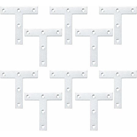 Ruostumattomasta teräksestä valmistetut T-muotoiset kiinnikkeet huonekalujen korjaukseen, 80x80x1,5 mm (10 kpl) - Yhteensopiva IKEA:n kanssa
