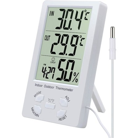 Digital Hygrometer Termometer, Digital LCD-termometer med sond,Inomhus- och utomhushygrometer,Kylskåpstestsensor