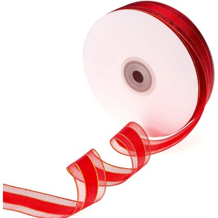 Organza kant satinbånd med guldkanter til gaveindpakning til bryllup