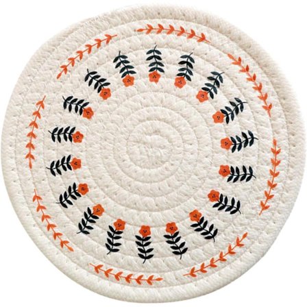 Handmade Braided Drink Coasters Absorbent Braided Placemat Floral Pattern Woven Coaster for Table Protection