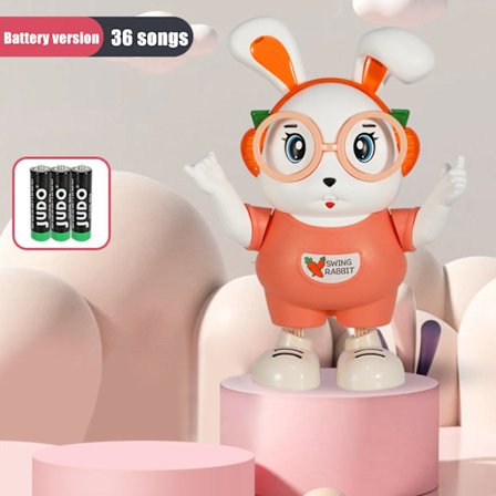 Elektrisk dansende kaninrobotlegetøj med lys, musik, lysende blinkende syngende kaninlegetøj til børn, tidlig læring legetøj