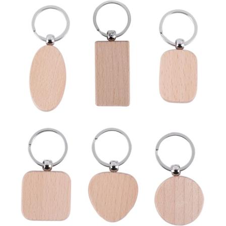 60 Træ Nøgleringe i Træ DIY Træ Nøglering Anti-Lost Tag Træ Tilbehør Gave