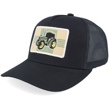 Kiddo Cap - Svart trucker Keps - Kids Old Tractor Big Patch Black Trucker @ Hatstore