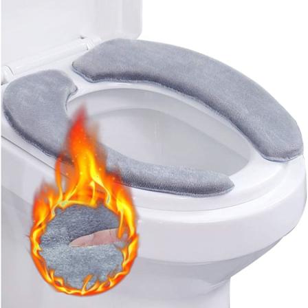 Toalettsetetrekk, 2 stk. Badromsbeskytter varmere myk vaskbar toalettsetetrekk Closestool Pads Toalettsetetrekk Gjenbrukbar toalettsetematte 