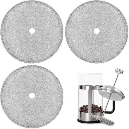 French Press Ersättningsfilter Kaffepressfilter 4 tum Återanvändbart mesh i rostfritt stål för 34oz/ 1000ml French Press Kaffe Tebryggare 6st