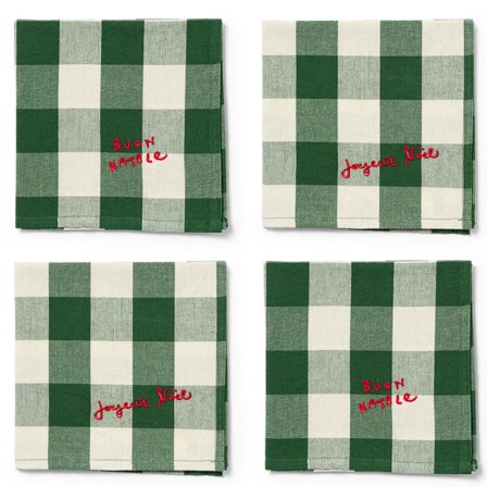 Midnatt Elsa jouluiset lautasliinat 4 kpl 40×40 cm, vihreä/beige