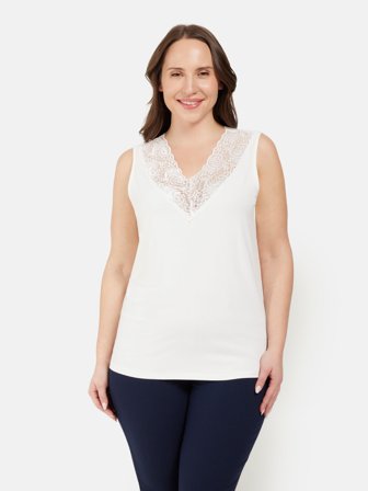 CISO - Top - Hvid - Blondekant