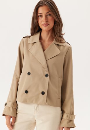VILA - Viaddison L/S SHORT TRENCHCOAT - Savannah Tan - Kläder - - Bubbleroom