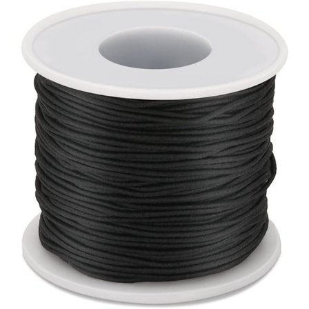 1mm svart stretchsnöre, 50m elastiskt snöre för armband, lämpligt