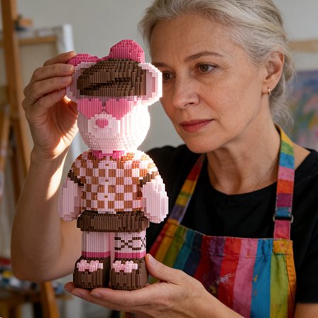 1768 stk. Plettede lyserøde bjørn pusle byggeklodser | Dekorativt hjem & fest - Fantastisk som gave!