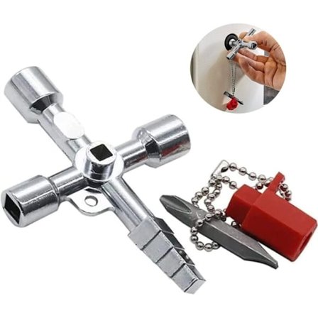 Multifunktionell skiftnyckel för vatten-, el-, element-, hiss-mätare