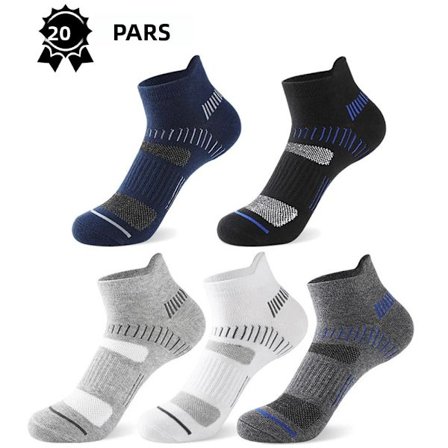 20 par mix - 30 par herre ankelstrømper, åndbare bomulds sportsstrømper til løb og fitness, afslappet stribet stil