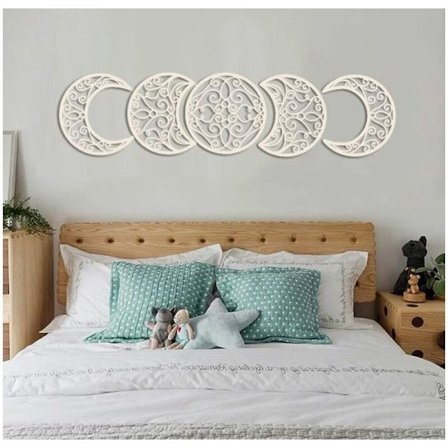 Måne Dekoration Væg Dekoration Måne Udseende Væg Dekoration (5 Stykker) Nordisk Træ