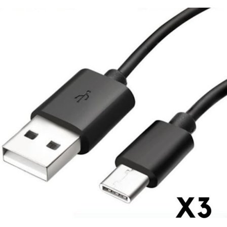 USB-C-kabel för Samsung S20 - S20 PLUS - S20 ULTRA - S20 FE - USB-C laddkabel Svart 1 Meter [LOT 3] Phonillico