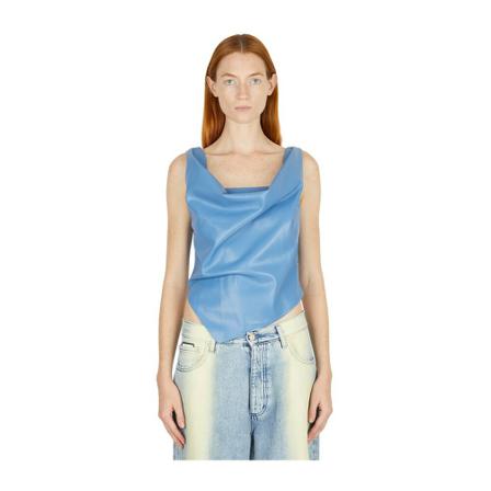 Nanushka Petra Cowl Neck Top Blå, Dame