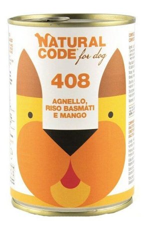 Natural Code 408 Cibo Umido Con Agnello/Riso Basmati/Mango Per