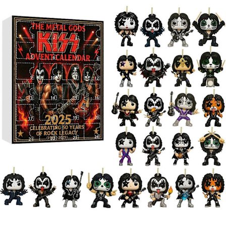 The Metal Gods of KISS Band Joulukalenteri 2025, 24 päivän lähtölaskentakalenteri, 2D litteä akryyli ikoninen musiikillinen keräilylahja - (FMY)