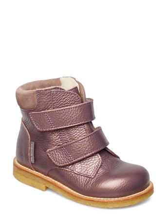 Boots - Flat - With Velcro Vinterstøvletter Med Borrelås Lilla ANGULUS