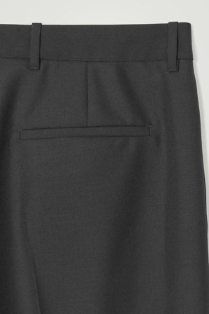 COS Men's Pantalones Perneras Rectas Hopsack Lana Relaxed in Negro