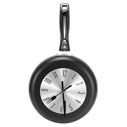 8 tums stekpanna design hängande väggklocka kök metallklocka, tema unik väggklocka, för hemmet