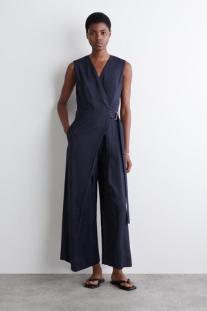 COS Women's Wrap Front Jumpsuit Dress in Blue