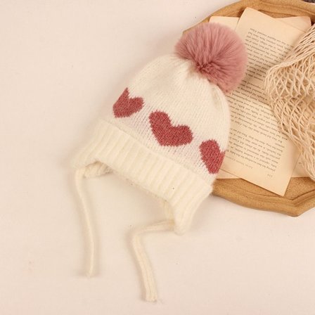 Strikket lue for barn Beanie Cap HVIT